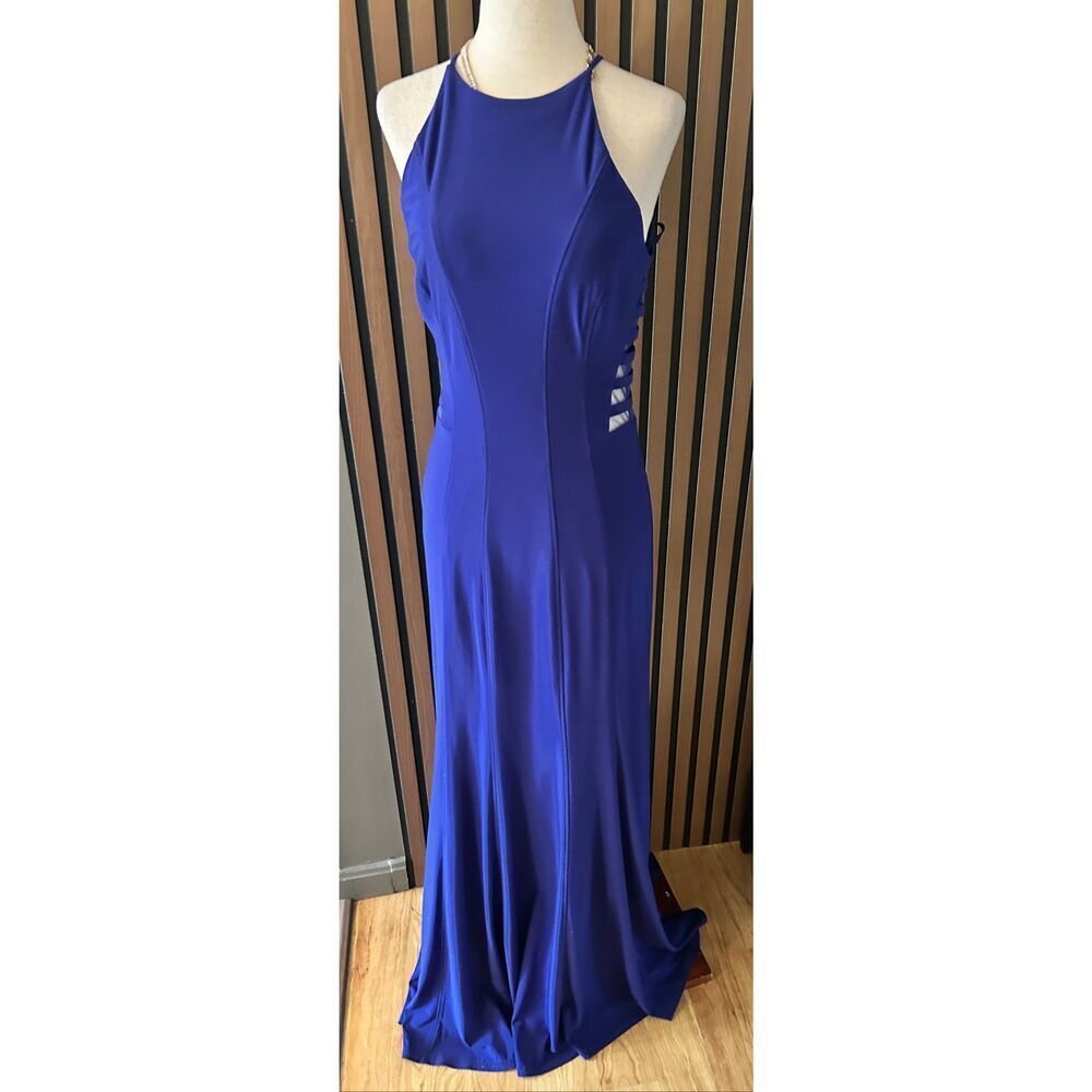 Ignite evenings long blue maxi dress with side cutouts size 4 prom homecoming we